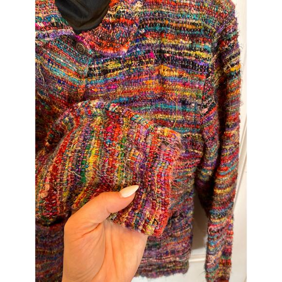 VINTAGE X PARSLEY & SAGE Silk Artsy Art to Wear Rainbow Blazer Small - Picture 6 of 8